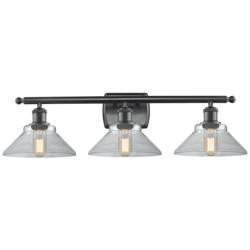 Orwell 26" Wide 3 Light Matte Black Bath Vanity Light w/ Clear Shade