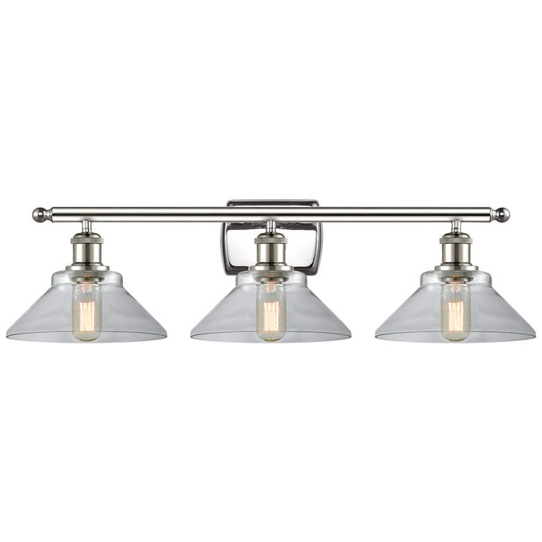 Image 1 Orwell 26" Wide 3 Light Polished Nickel Bath Vanity Light w/ Clear Sha