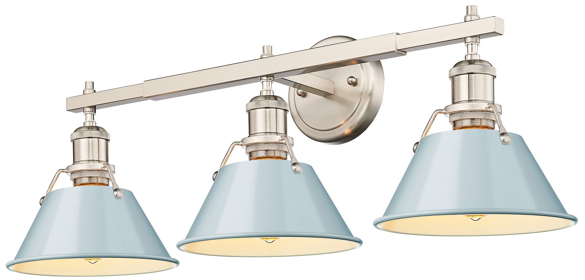 Image 2 Orwell 27.25" Wide 3-Light Pewter Vanity Light with Seafoam Shade