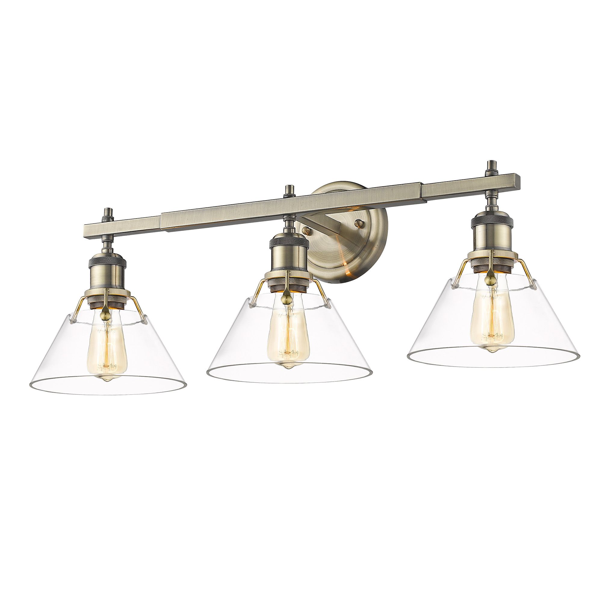 Image 3 Orwell 27 1/4" Wide 3-Light Vanity Light in Aged Brass with Clear Glas more views