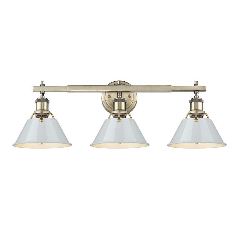 Image 2 Orwell 27 1/4" Wide 3-Light Vanity Light in Aged Brass with Dusky Blue more views