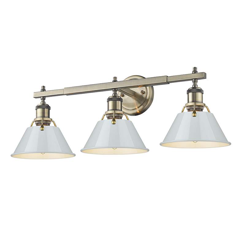 Image 3 Orwell 27 1/4" Wide 3-Light Vanity Light in Aged Brass with Dusky Blue more views