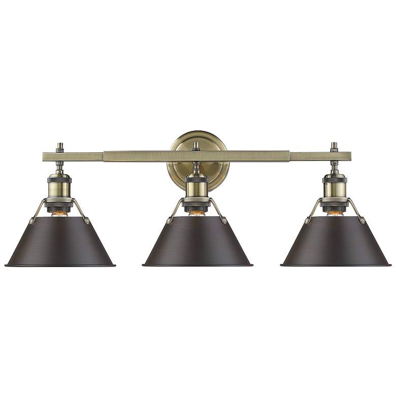 Image 1 Orwell 27 1/4" Wide 3-Light Vanity Light in Aged Brass with Rubbed Bro