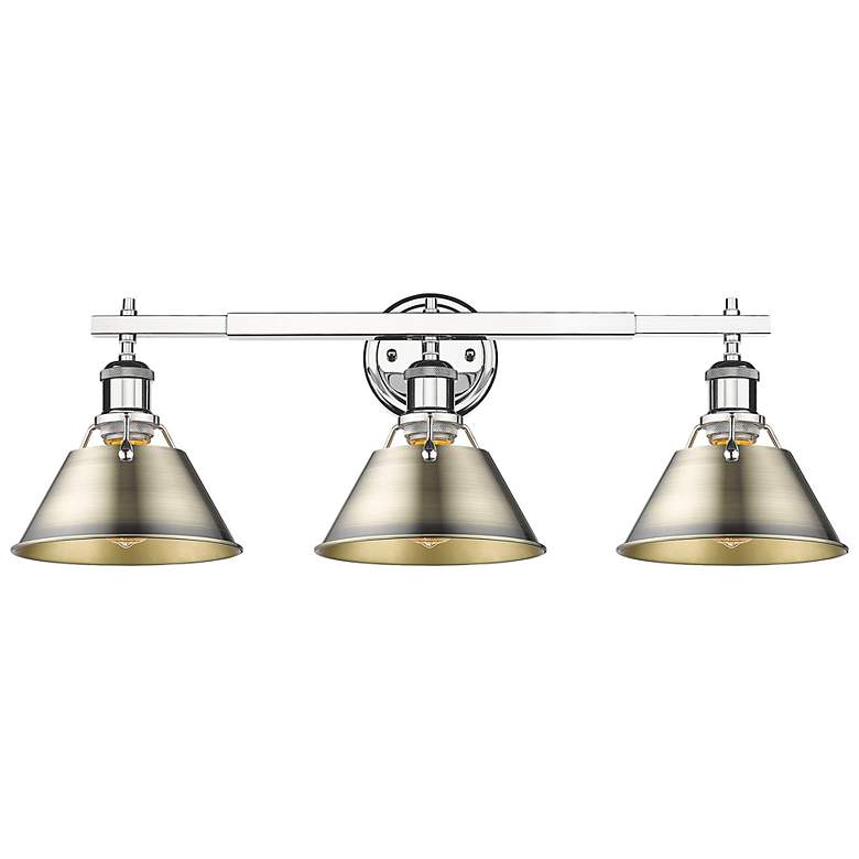 Image 1 Orwell 27 1/4" Wide 3-Light Vanity Light in Chrome with Aged Brass