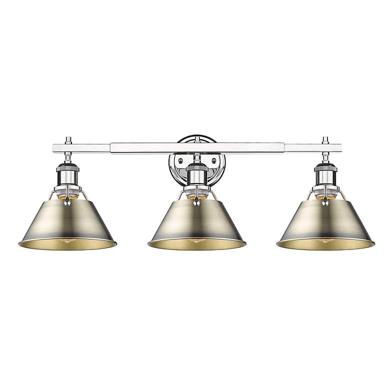 Image 2 Orwell 27 1/4" Wide 3-Light Vanity Light in Chrome with Aged Brass more views