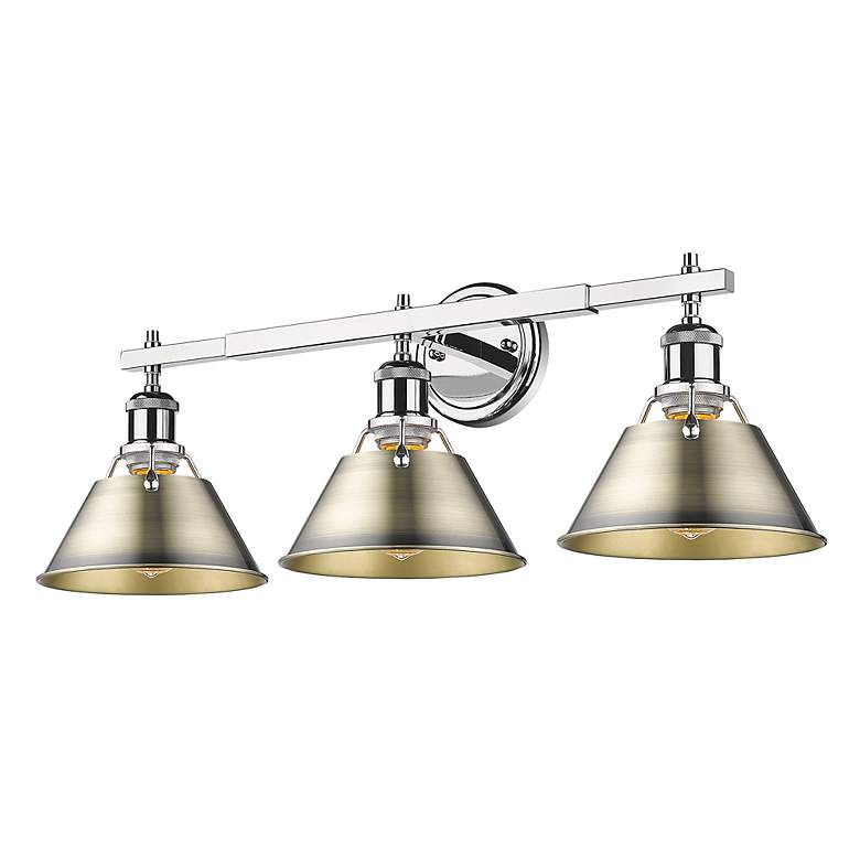 Image 3 Orwell 27 1/4" Wide 3-Light Vanity Light in Chrome with Aged Brass more views