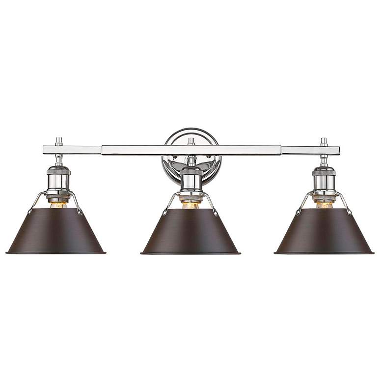 Image 1 Orwell 27 1/4" Wide 3-Light Vanity Light in Chrome with Rubbed Bronze