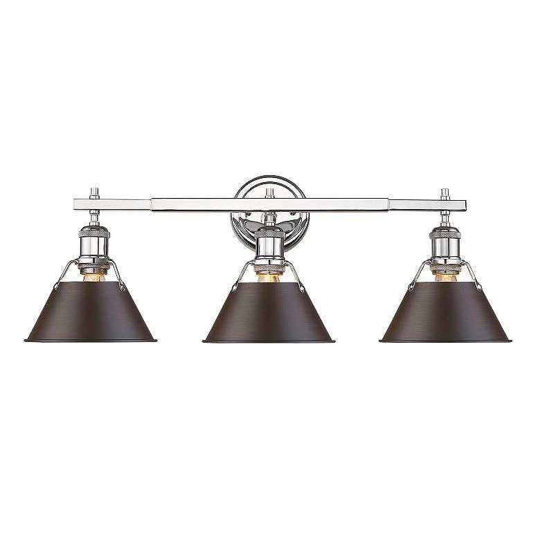 Image 2 Orwell 27 1/4" Wide 3-Light Vanity Light in Chrome with Rubbed Bronze more views