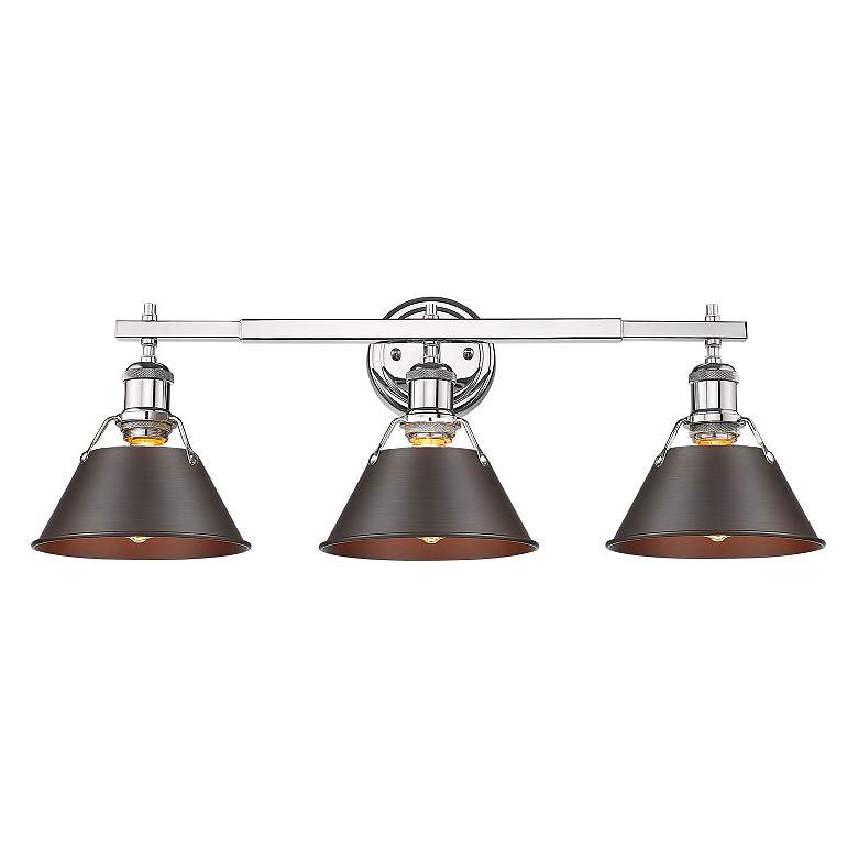 Image 3 Orwell 27 1/4" Wide 3-Light Vanity Light in Chrome with Rubbed Bronze more views