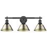1_Orwell 27 1/4" Wide 3-Light Vanity Light in Matte Black with Aged Bras