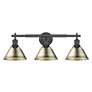 2_Orwell 27 1/4" Wide 3-Light Vanity Light in Matte Black with Aged Bras more views