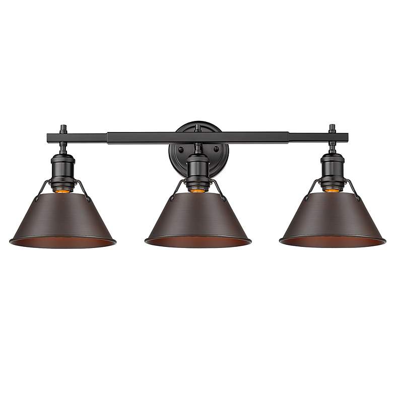 Image 2 Orwell 27 1/4" Wide 3-Light Vanity Light in Matte Black with Rubbed Br more views