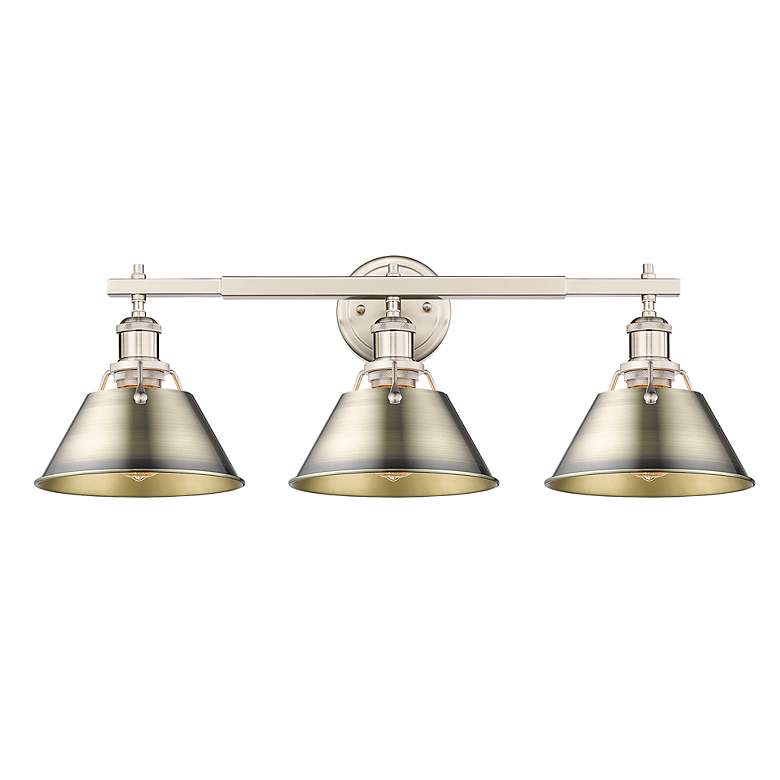 Image 2 Orwell 27 1/4" Wide 3-Light Vanity Light in Pewter with Aged Brass more views