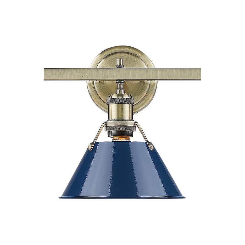 Image 2 Orwell 27 1/4 inch Wide Aged Brass Blue 3-Light Bath Light more views