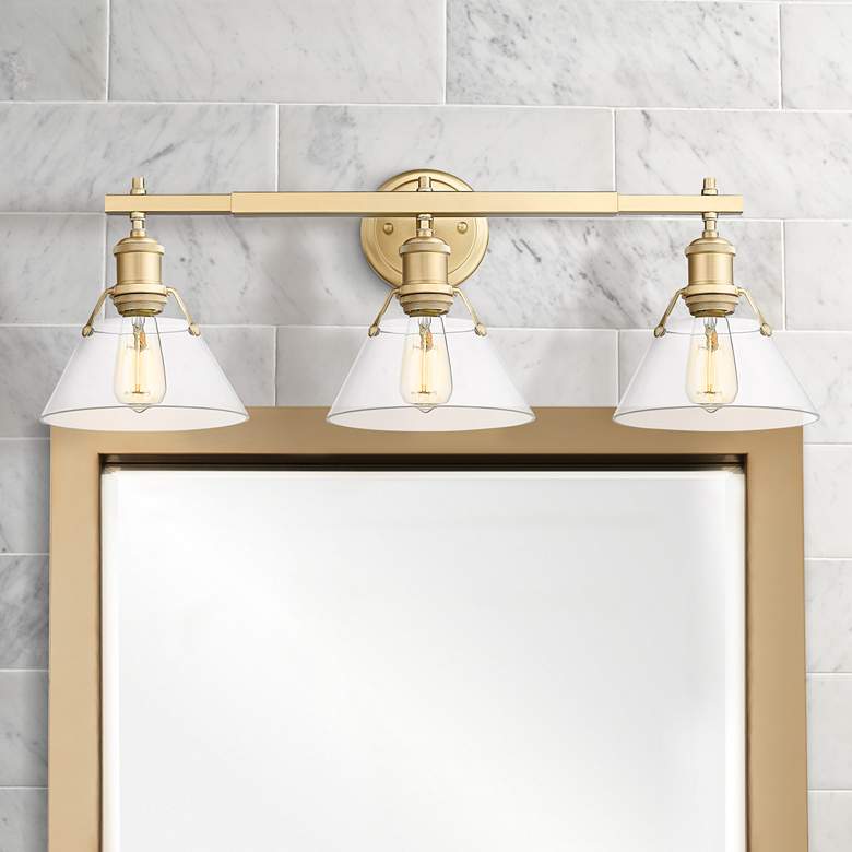 Image 1 Orwell 27 1/4 inch Wide Bronze Clear Glass 3-Light Bath Light