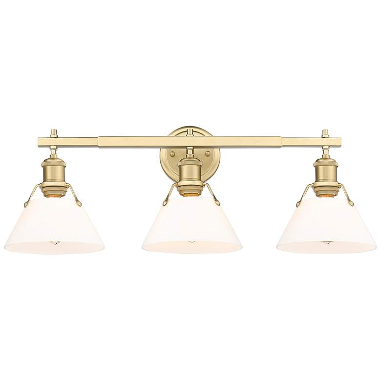 Image 2 Orwell 27 1/4 inch Wide Bronze Opal Glass 3-Light Bath Light