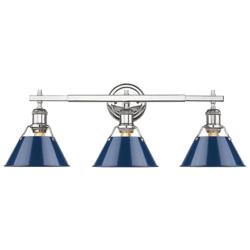 Orwell 27 1/4" Wide Chrome 3-Light Bath Light w/ Navy Shade
