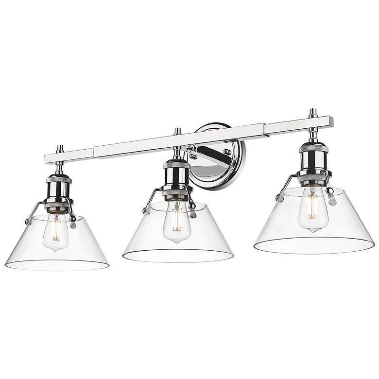Image 1 Orwell 27 1/4 inch Wide Chrome 3-Light Bath Light with Clear Glass