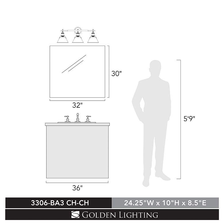 Image 4 Orwell 27 1/4" Wide Chrome 3-Light Vanity Bath Light more views