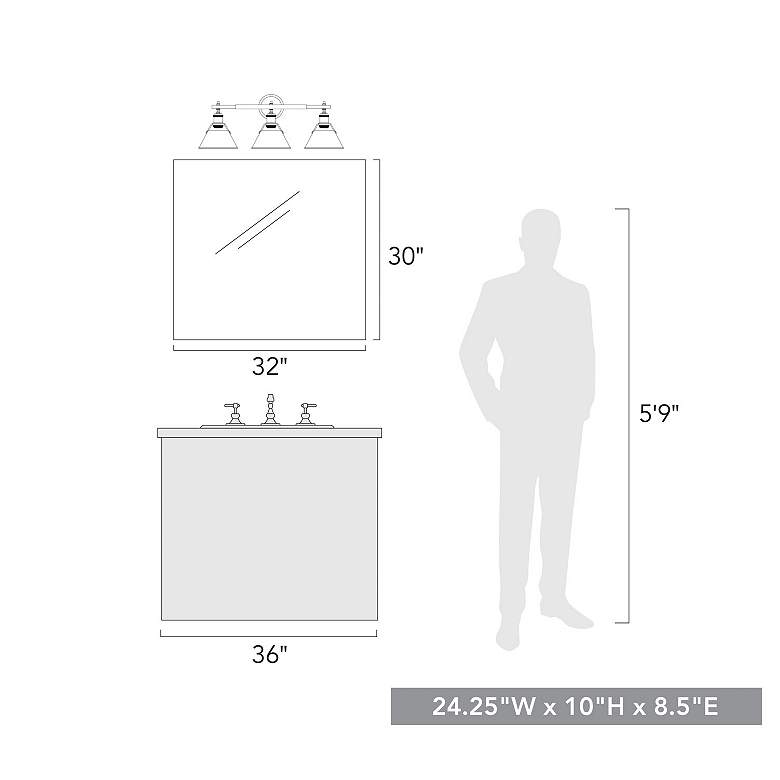 Image 3 Orwell 27 1/4" Wide Matte Black 3-Light Bath Light more views
