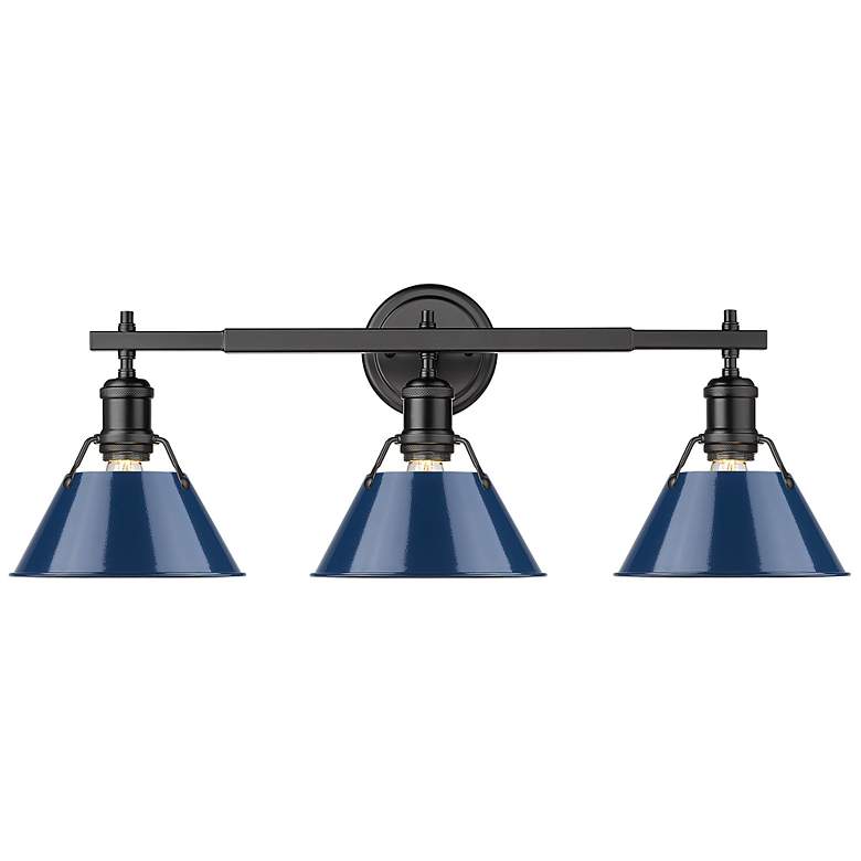 Image 1 Orwell 27 1/4" Wide Matte Black Blue 3-Light Bath Light
