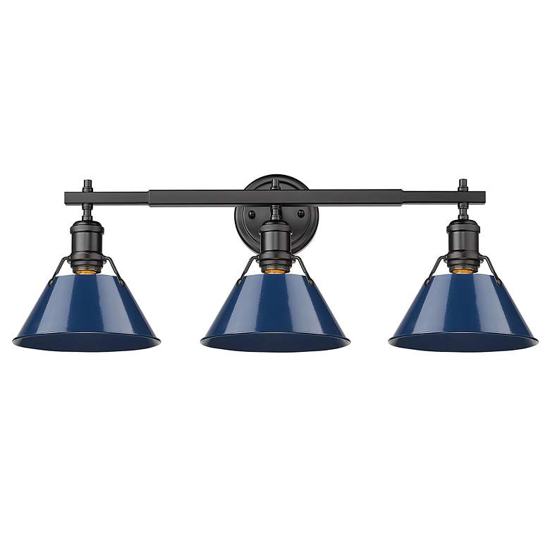 Image 2 Orwell 27 1/4" Wide Matte Black Blue 3-Light Bath Light more views