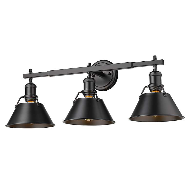 Image 3 Orwell 27 1/4" Wide Matte Black Metal 3-Light Bath Light more views