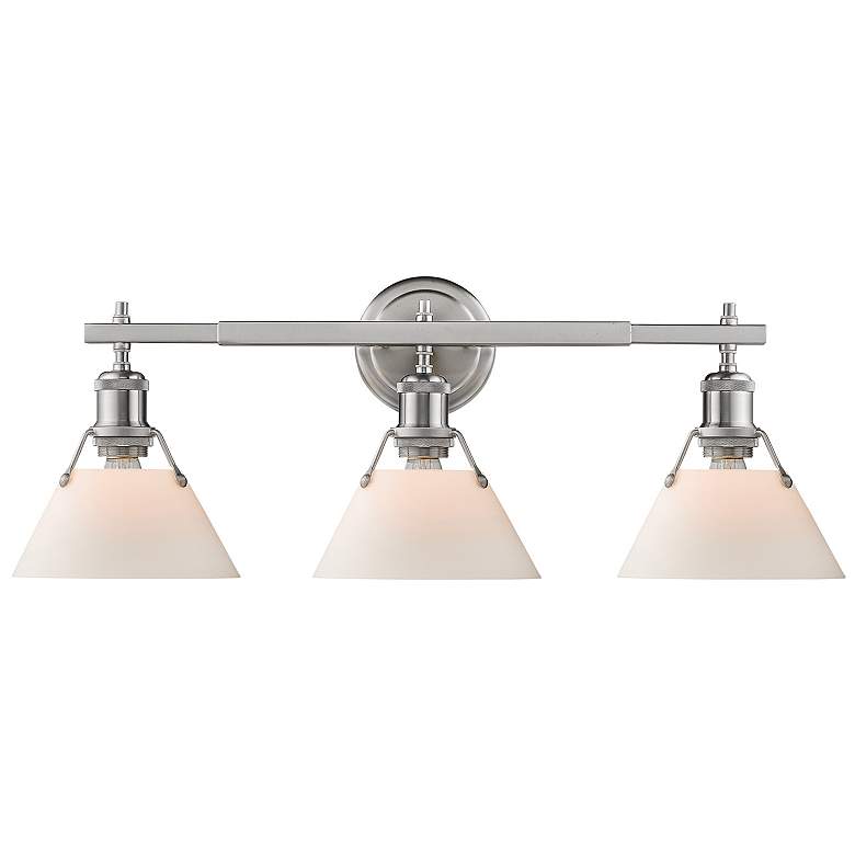 Image 1 Orwell 27 1/4 inch Wide Pewter 3-Light Bath Light with Opal Glass