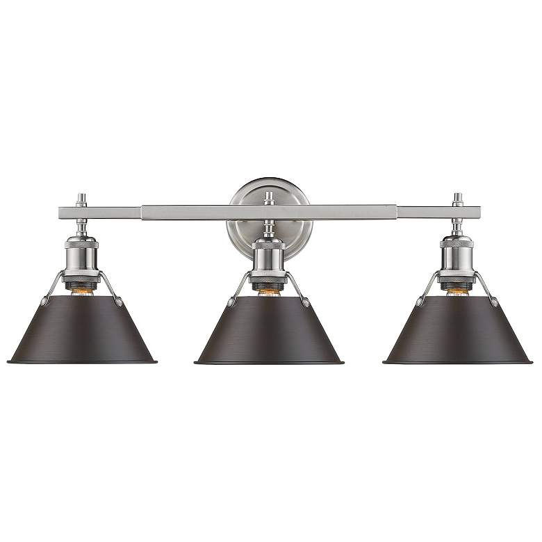 Image 1 Orwell 27 1/4 inch Wide Pewter 3-Light Bath Light with Rubbed Bronze