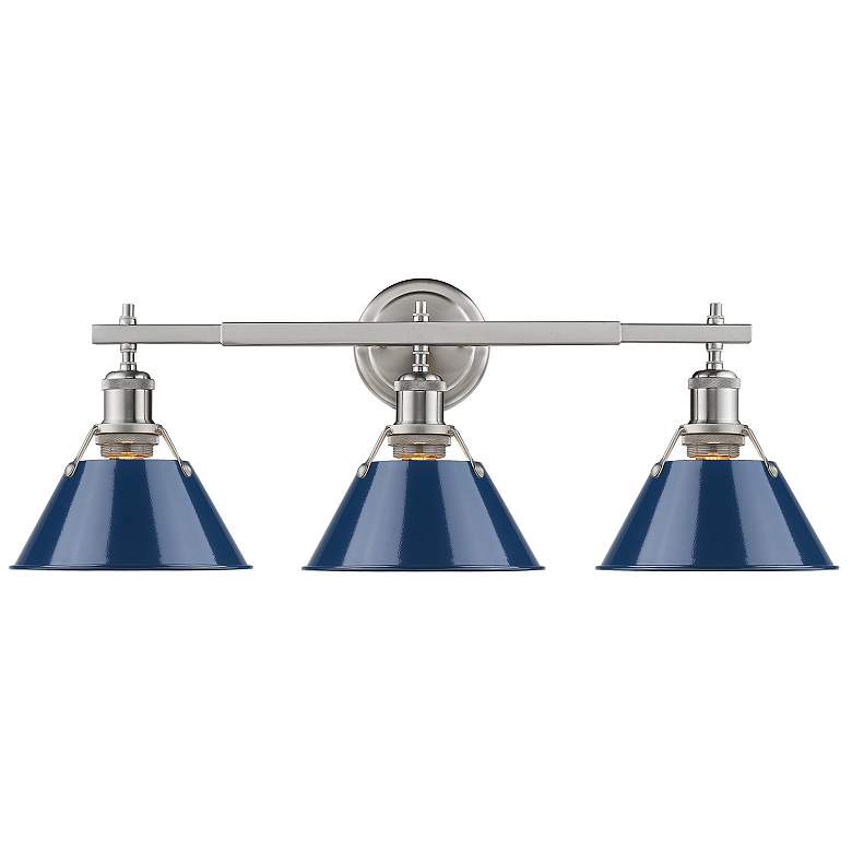 Image 2 Orwell 27 1/4" Wide Pewter Navy Blue 3-Light Bath Light