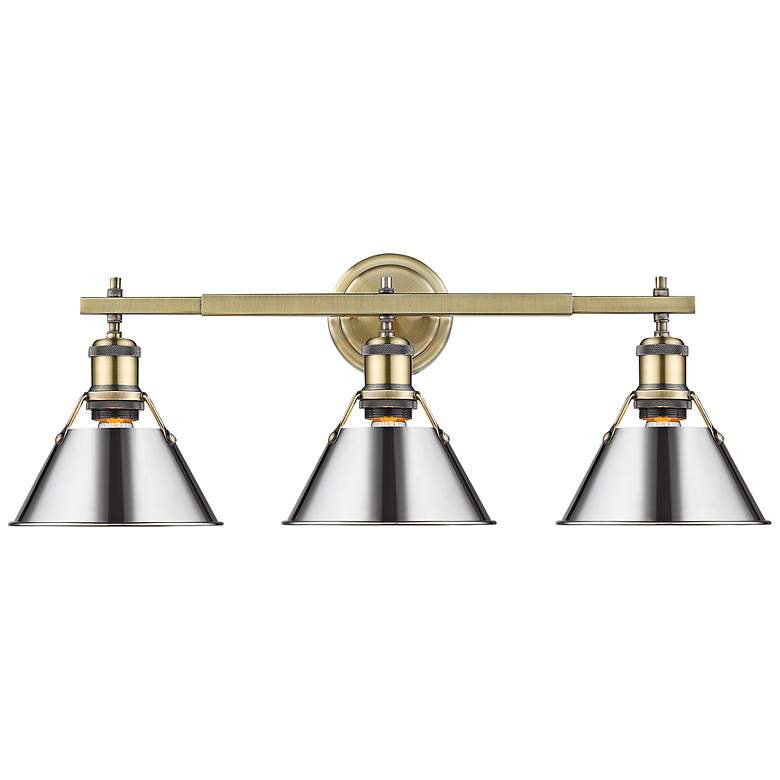 Image 1 Orwell 27 1/4"W Aged Brass with Chrome 3-Light Bath Light