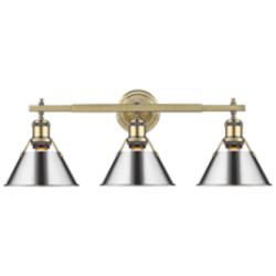 Orwell 27 1/4"W Aged Brass with Chrome 3-Light Bath Light