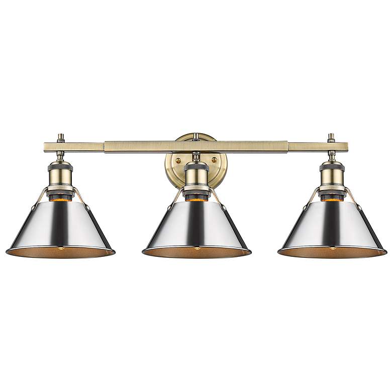 Image 3 Orwell 27 1/4"W Aged Brass with Chrome 3-Light Bath Light more views