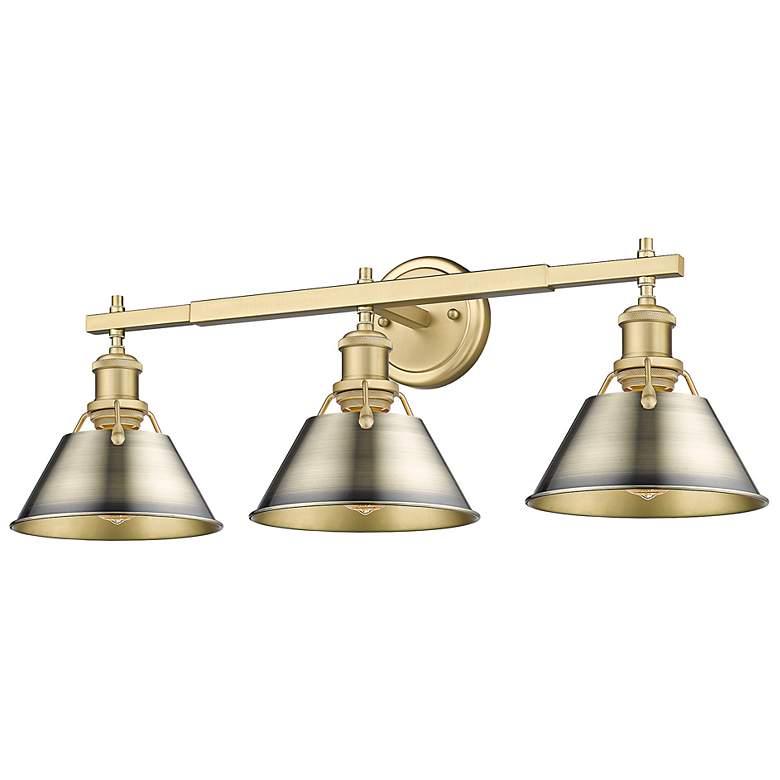 Image 4 Orwell 27 1/4"W Champagne Bronze w/ Brass 3-Light Bath Light more views