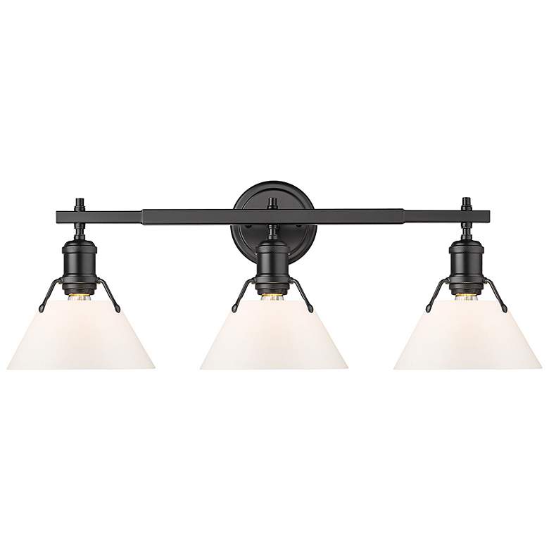 Image 1 Orwell 27 1/4"W Matte Black Opal Glass 3-Light Bath Light