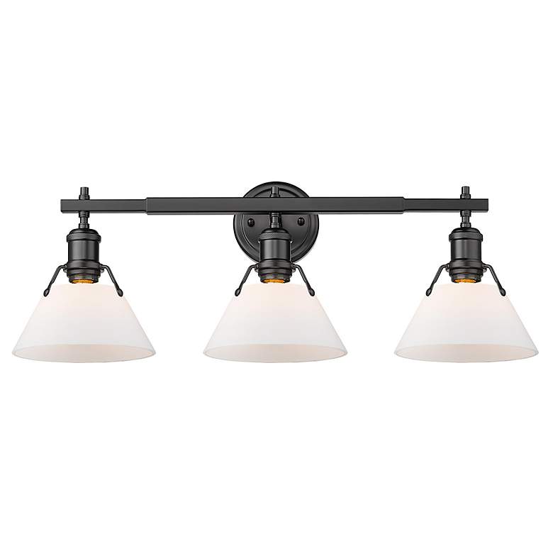 Image 2 Orwell 27 1/4"W Matte Black Opal Glass 3-Light Bath Light more views