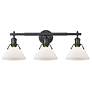 2_Orwell 27 1/4"W Matte Black Opal Glass 3-Light Bath Light more views