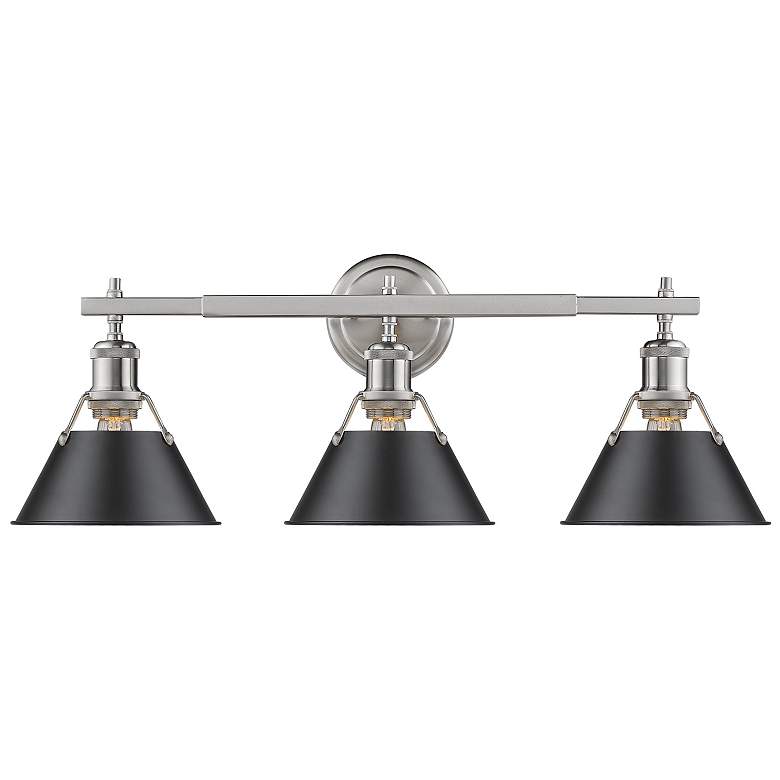 Image 1 Orwell 27 1/4"W Pewter 3-Light Bath Light w/ Black Shade