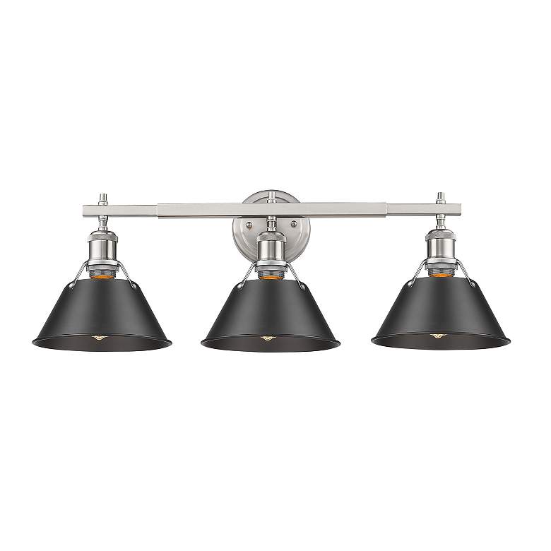 Image 2 Orwell 27 1/4"W Pewter 3-Light Bath Light w/ Black Shade more views