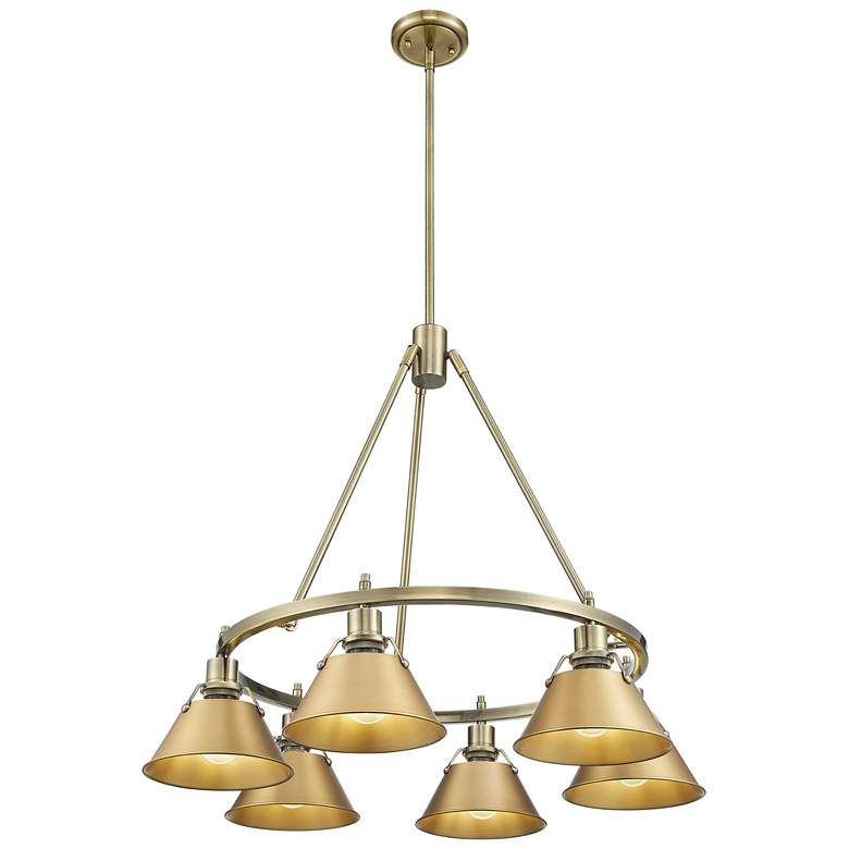 Image 1 Orwell 29" Wide 6-Light Chandelier in Aged Brass with Champagne Bronze