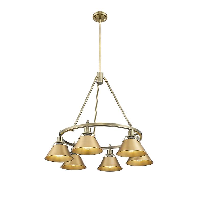 Image 2 Orwell 29" Wide 6-Light Chandelier in Aged Brass with Champagne Bronze more views