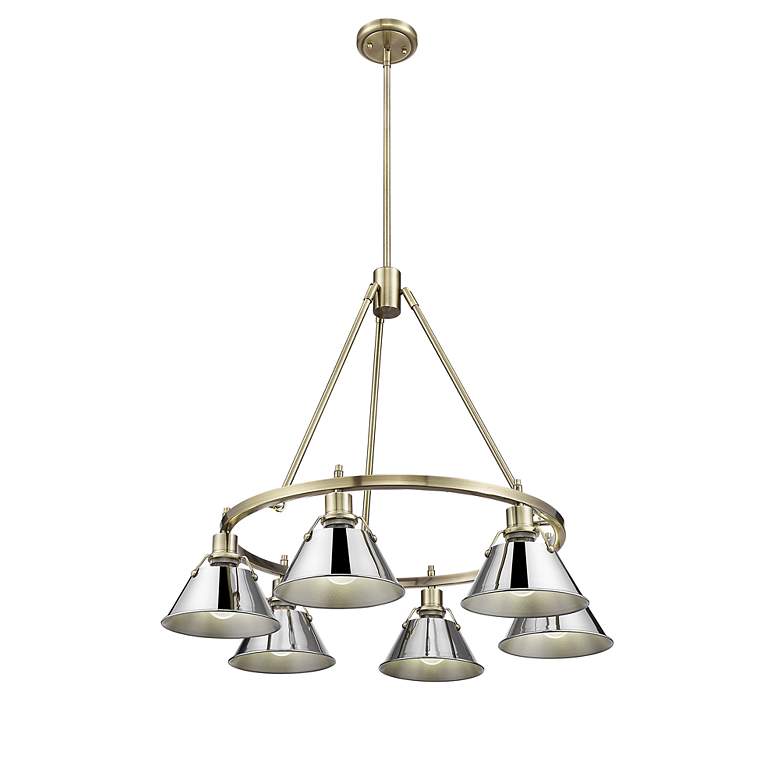 Image 2 Orwell 29" Wide 6-Light Chandelier in Aged Brass with Chrome more views