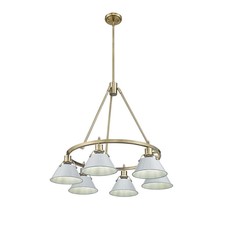 Image 2 Orwell 29" Wide 6-Light Chandelier in Aged Brass with Dusky Blue more views