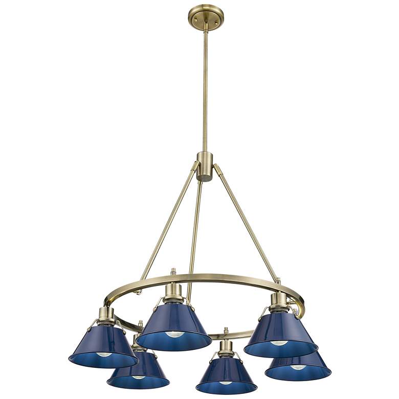 Image 1 Orwell 29" Wide 6-Light Chandelier in Aged Brass with Matte Navy
