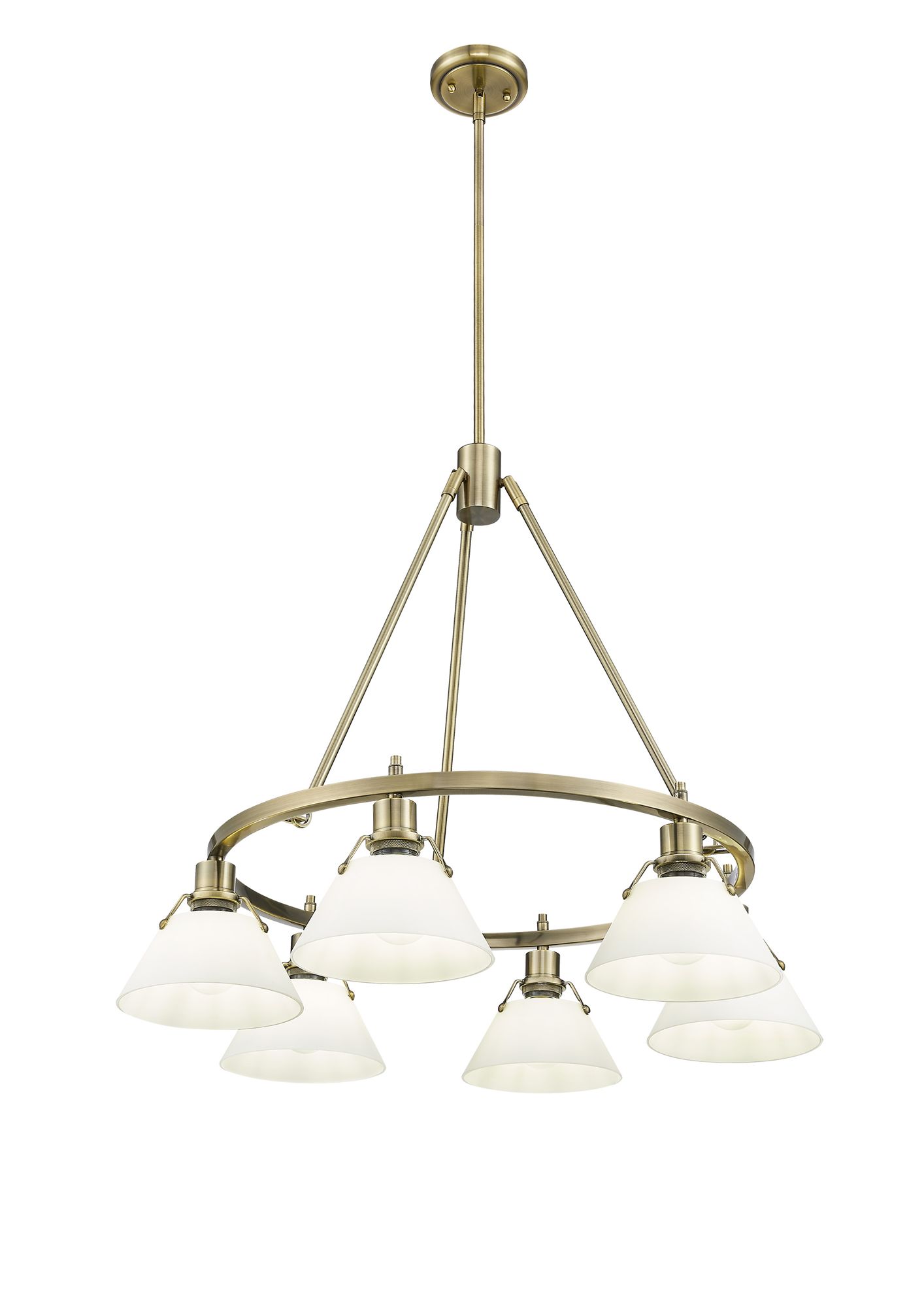Image 2 Orwell 29" Wide 6-Light Chandelier in Aged Brass with Opal Glass more views