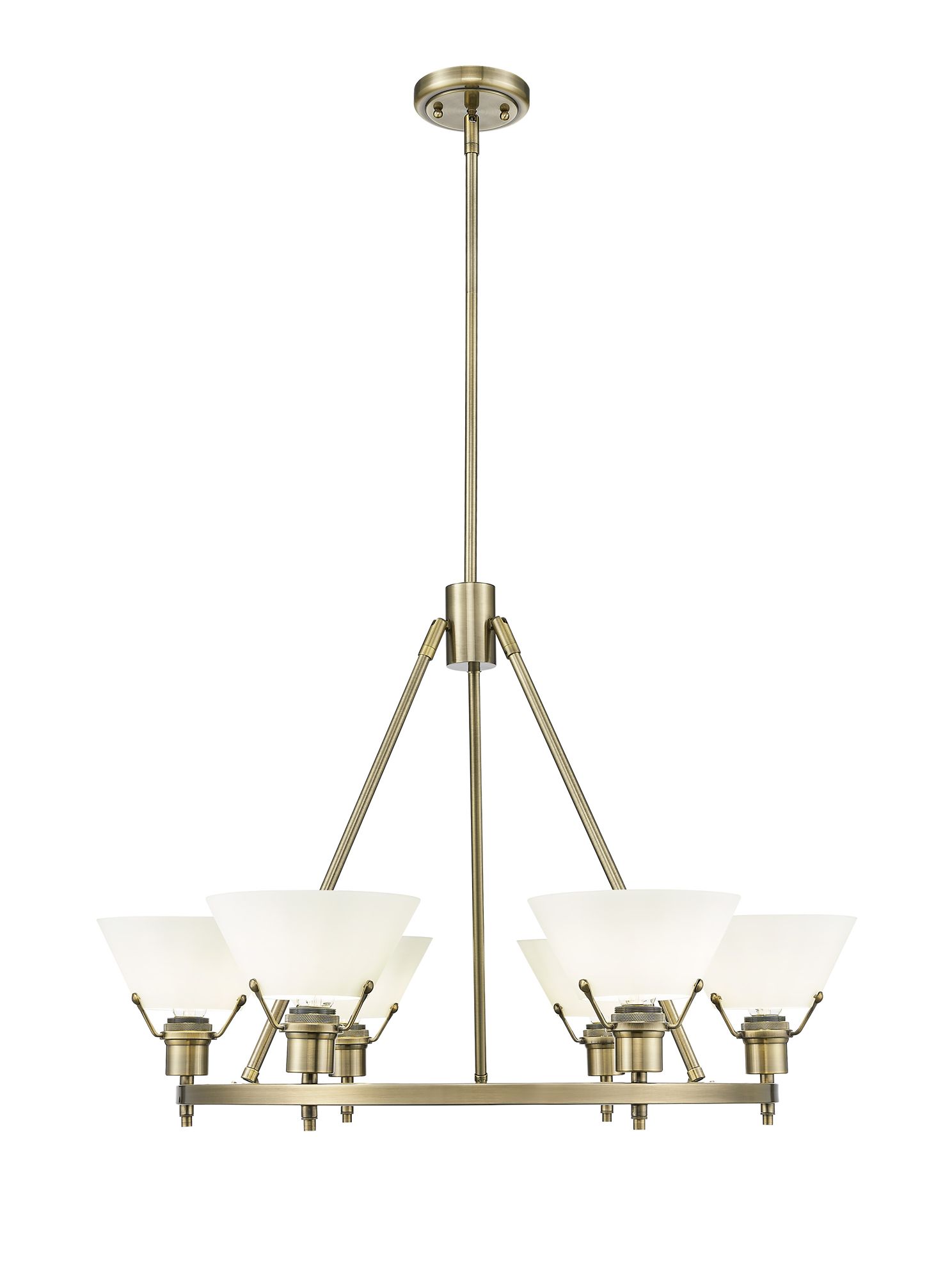 Image 3 Orwell 29" Wide 6-Light Chandelier in Aged Brass with Opal Glass more views