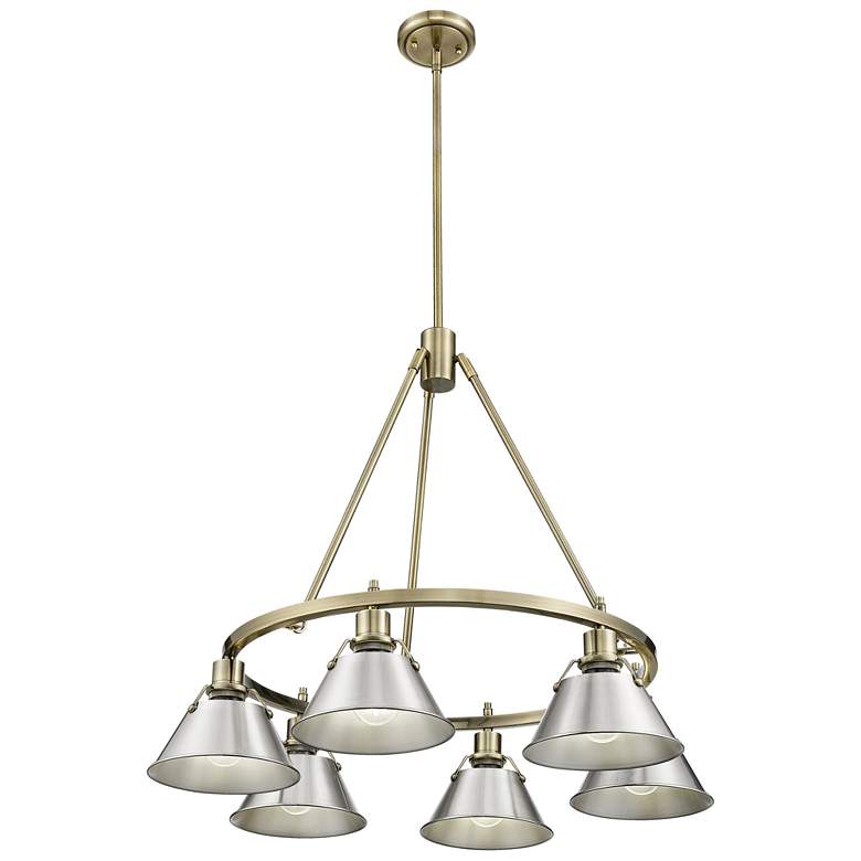 Image 1 Orwell 29" Wide 6-Light Chandelier in Aged Brass with Pewter