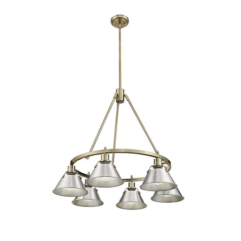 Image 2 Orwell 29" Wide 6-Light Chandelier in Aged Brass with Pewter more views