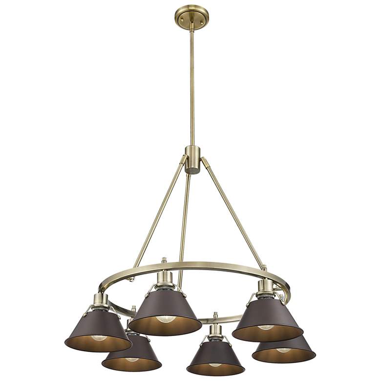 Image 1 Orwell 29" Wide 6-Light Chandelier in Aged Brass with Rubbed Bronze