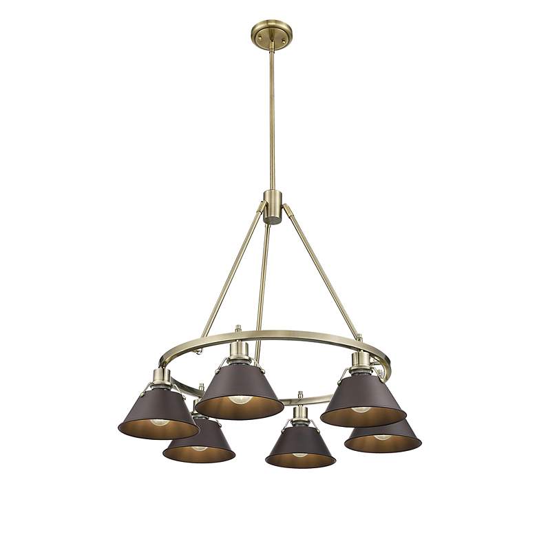 Image 2 Orwell 29" Wide 6-Light Chandelier in Aged Brass with Rubbed Bronze more views